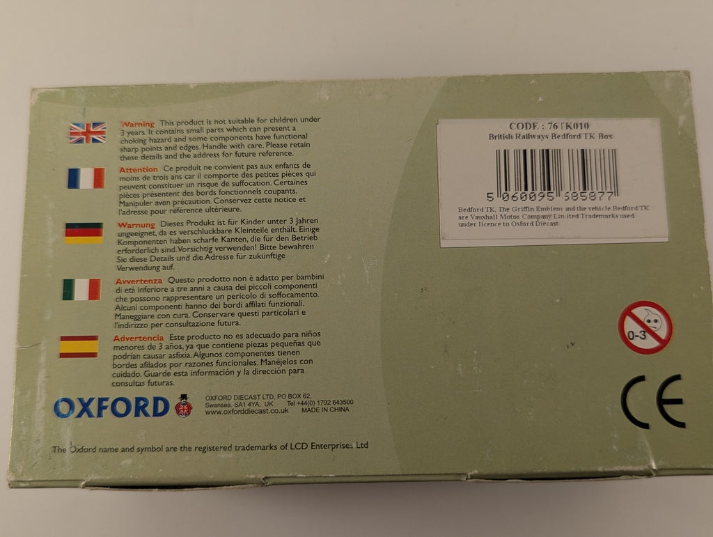 Oxford Diecast 1:76 Bedford TK Box Van Die-cast Vehicle WP8119 British Railways