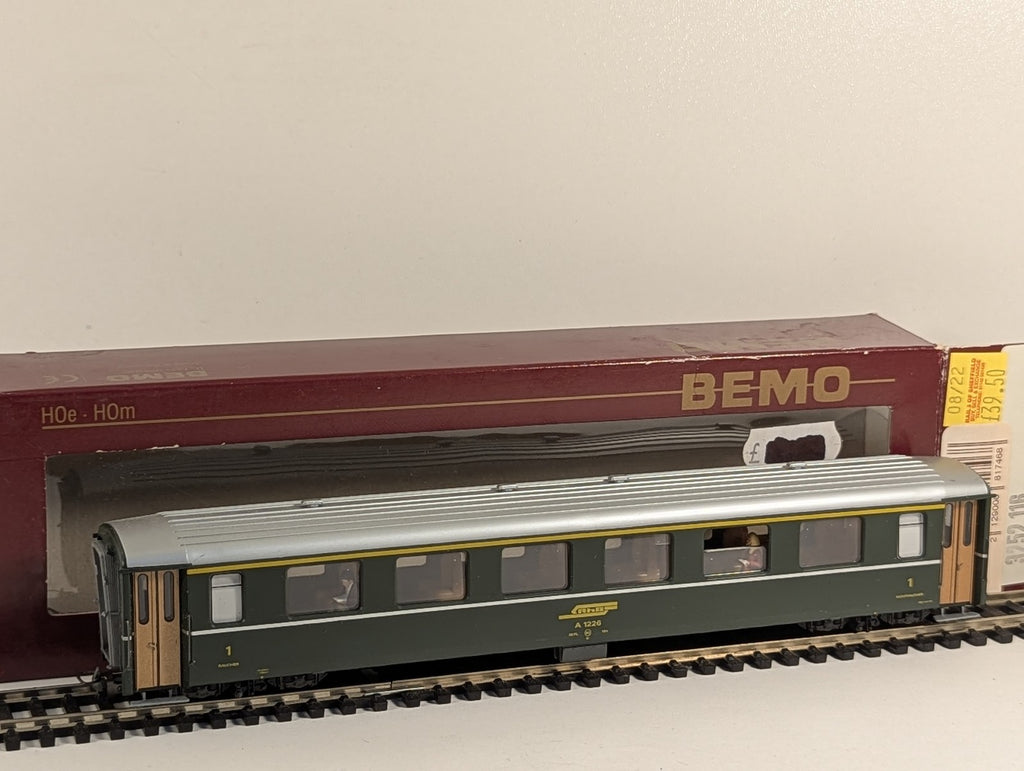 Bemo H0m RhB EW I 1st Class Coach A 1226 Passenger Coach RhB Green 3252 116