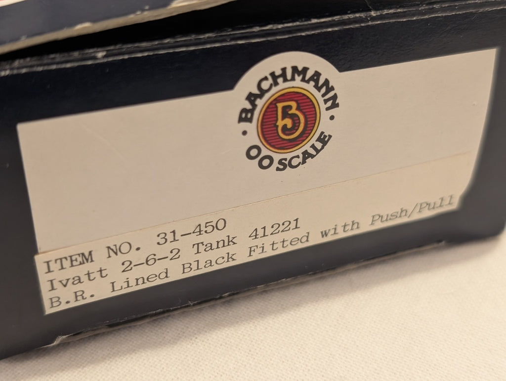 Bachmann 31-450 OO Gauge Ivatt 2-6-2 Tank No.41221 – BR Lined Black