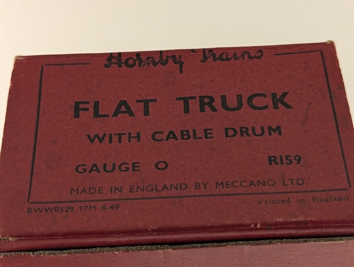 Hornby O Gauge Flat Truck with Cable Drum Freight Wagon 219493 LMS Brown R159