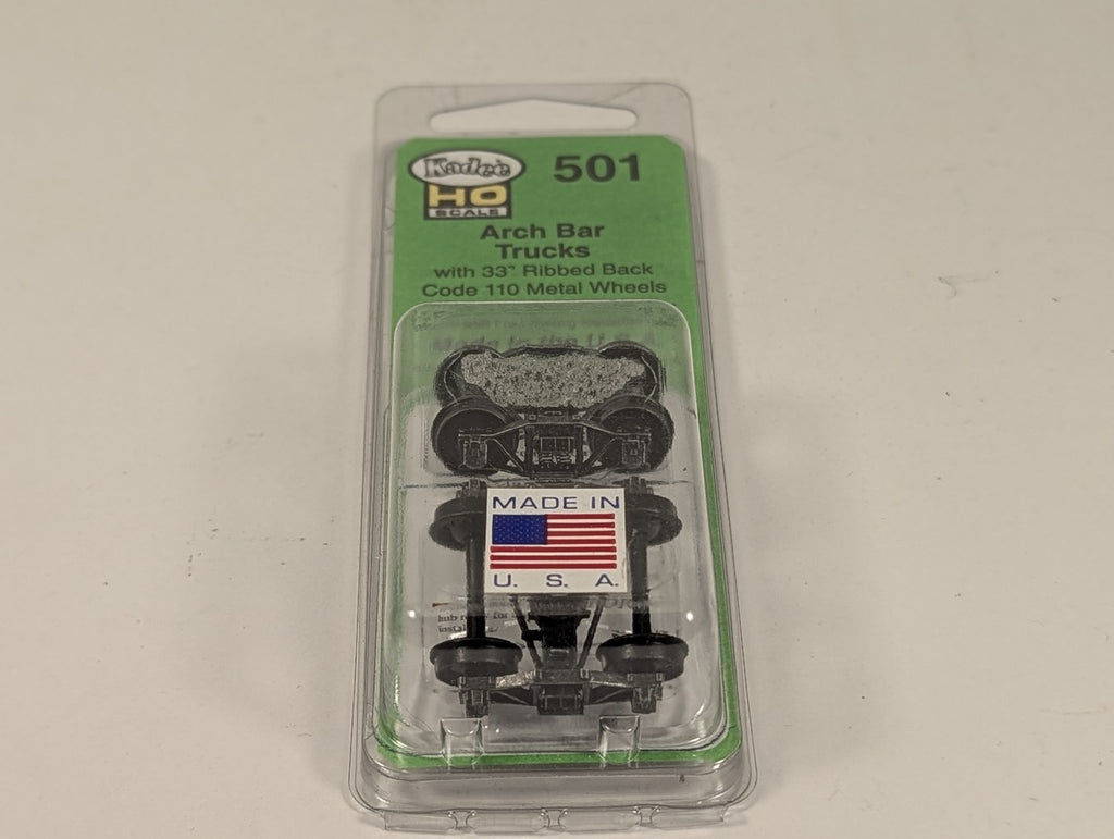 Kadee HO Scale Arch Bar Trucks with 33" Ribbed Back Code 110 Metal Wheels Bogeys