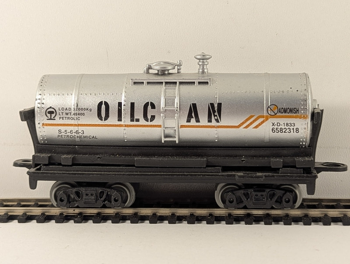 HO Gauge Oil Can Tanker Tank Wagon 6582318 Silver with orange stripe