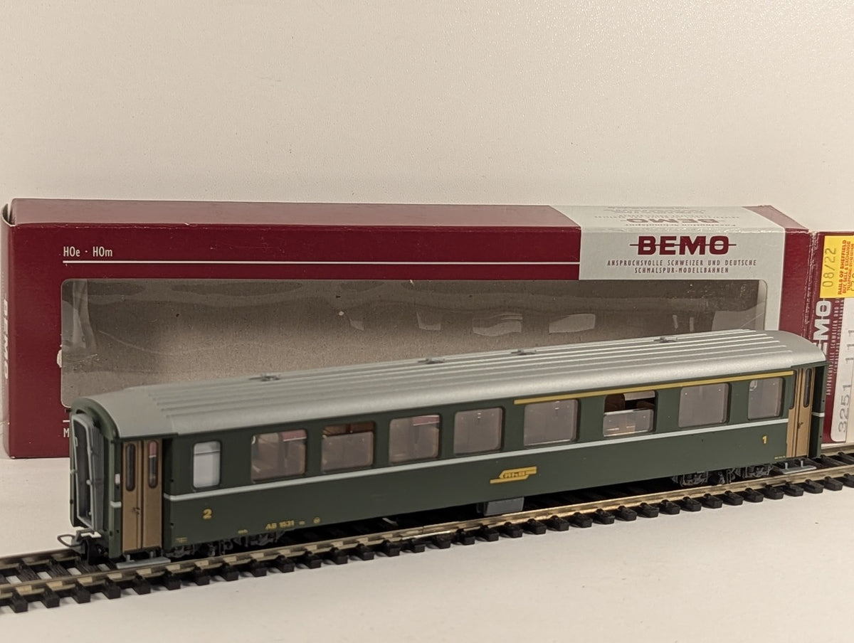 Bemo H0m Rhätische Bahn (RhB) 1st/2nd Class Coach Passenger Coach AB 1531