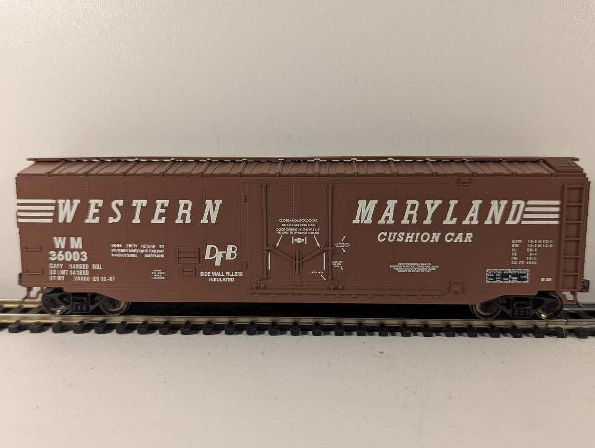 Bachmann HO Gauge 50ft Cushion Underframe Boxcar WM 36003 Western Maryland