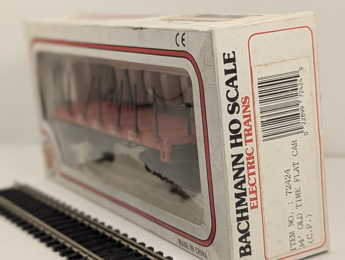 Bachmann HO Gauge 34' Old Time Flat Car Goods Wagon C.P.R.R. Red 72424
