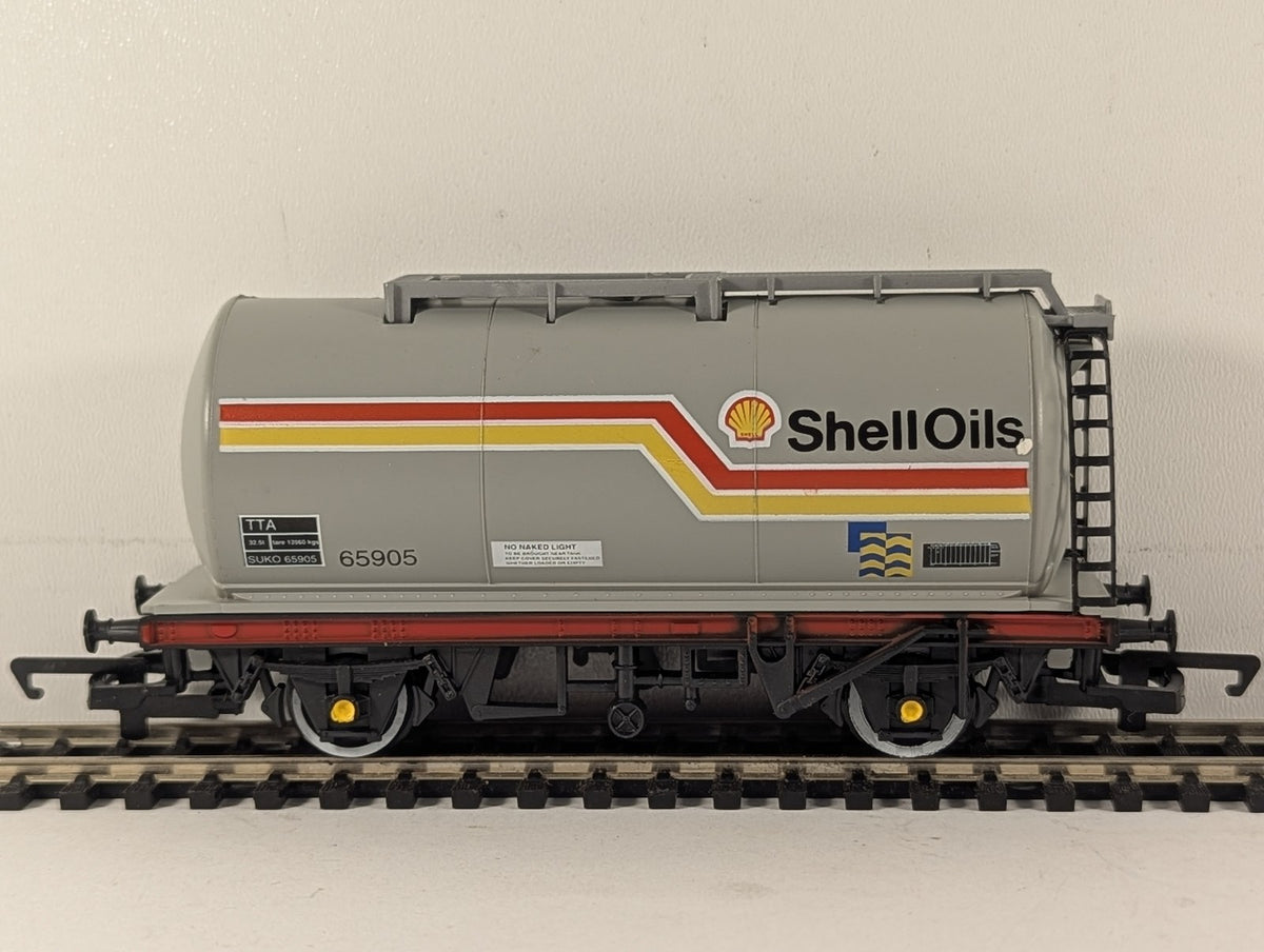 Hornby OO Gauge TTA Shell Oils Tank Wagon Goods Wagon 65905 Shell Oils Grey R236