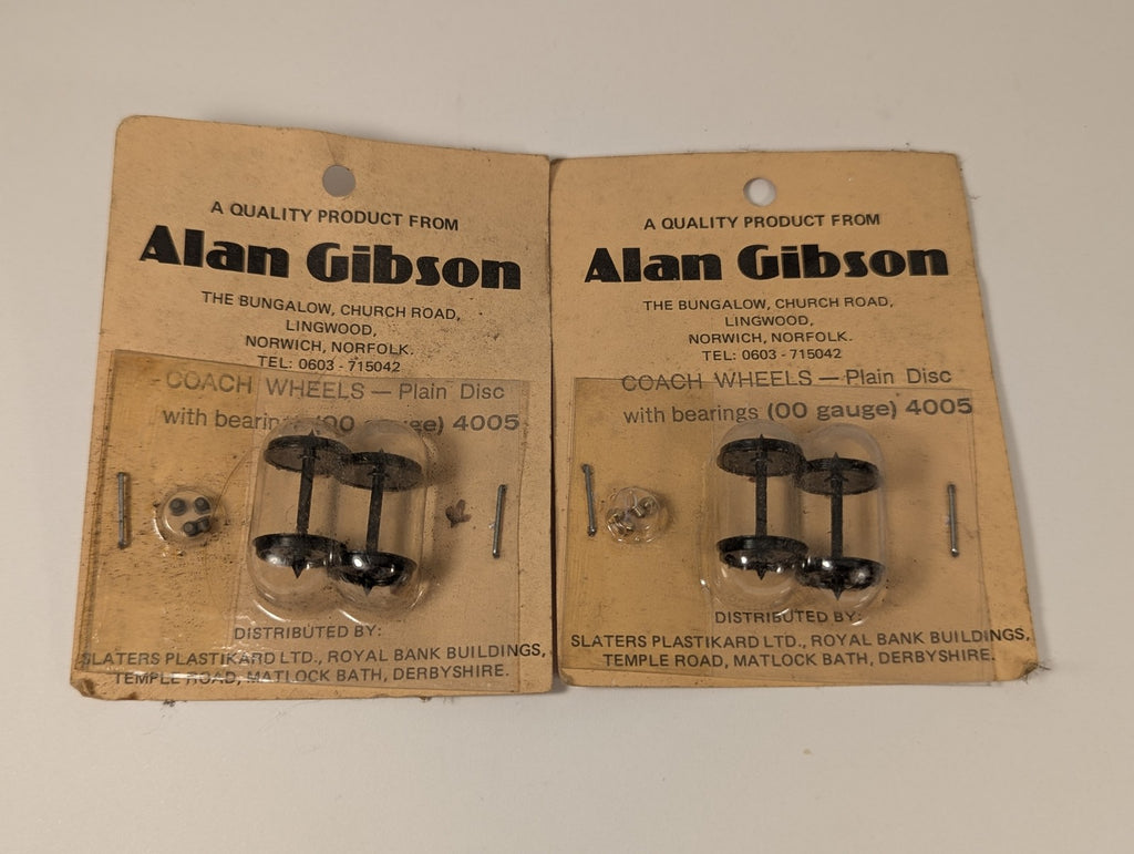 Alan Gibson OO Gauge Coach Wheels - Plain Disc with Bearings 4005