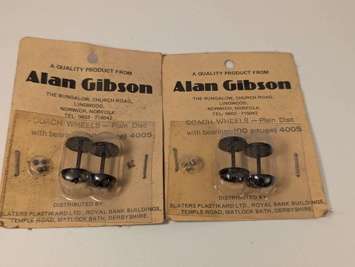 Alan Gibson OO Gauge Coach Wheels - Plain Disc with Bearings 4005