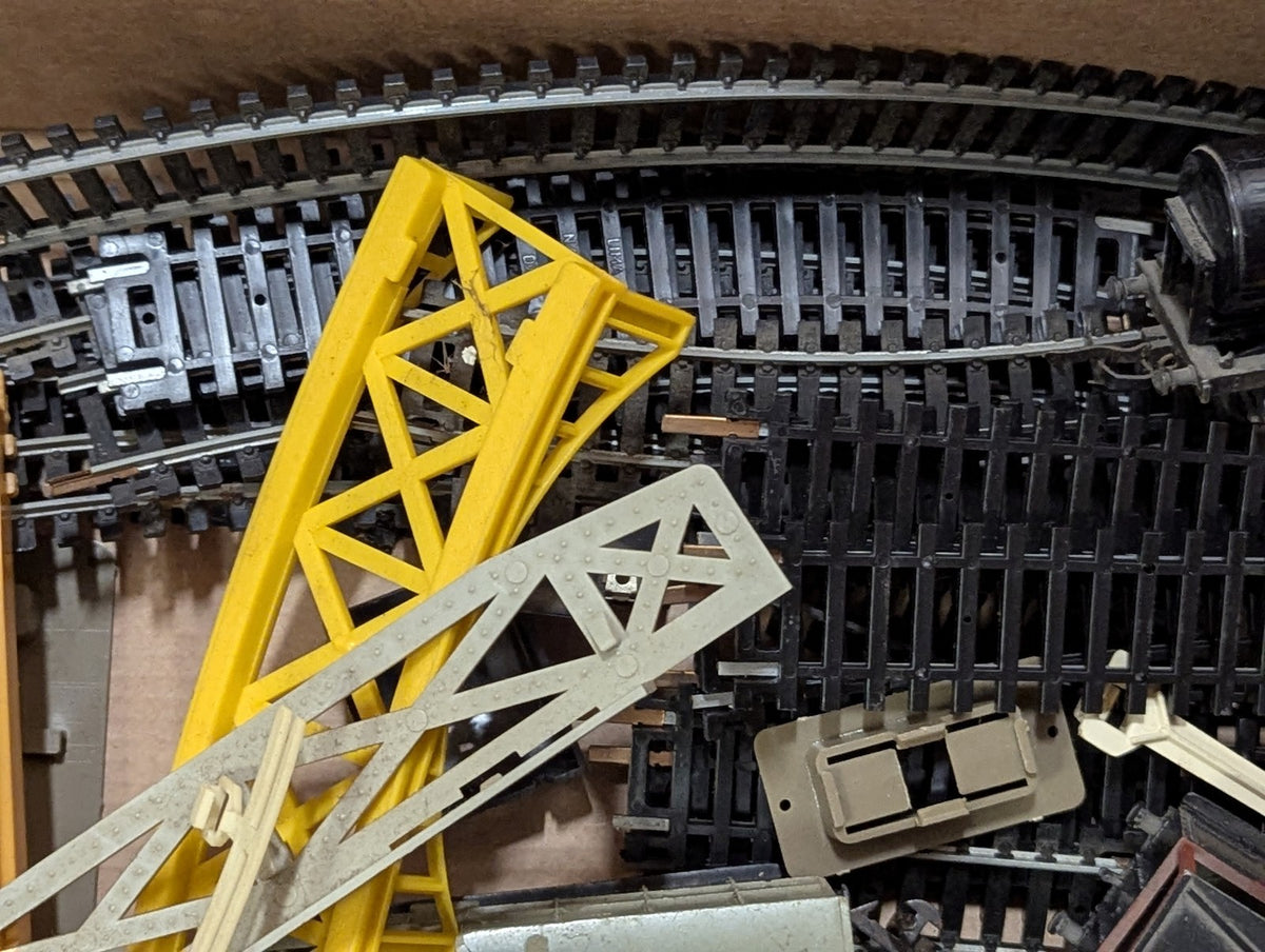 Mixed OO Gauge Model Railway Track, Wagons and Operating Gantry Crane Parts