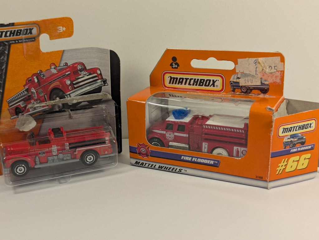 Matchbox Diecast Fire Flooder and MBX Station No 1 Fire Engine Pair