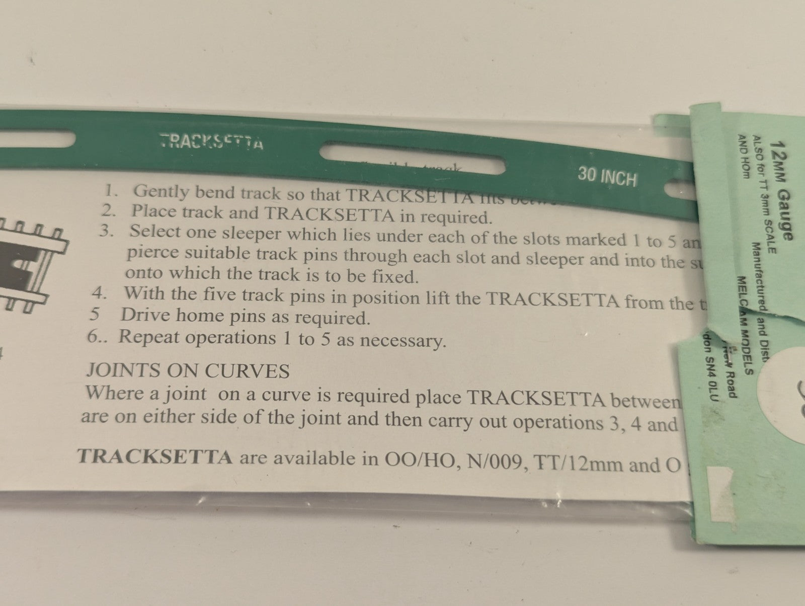 Tracksetta 30" Radius 12mm Gauge Track Laying Template