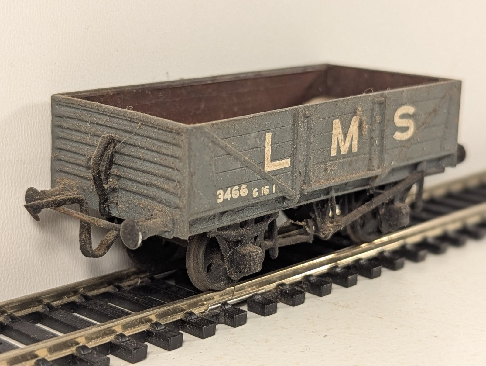Kitbuilt OO Gauge 5 Plank Open Wagon Goods Wagon 3466 LMS Grey