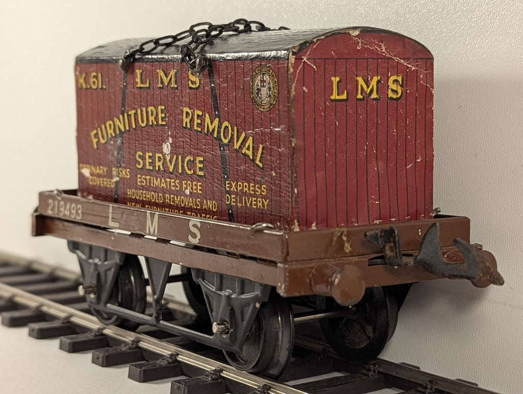 Hornby O Gauge Flat Truck with Container Goods Wagon 219493 LMS 42150