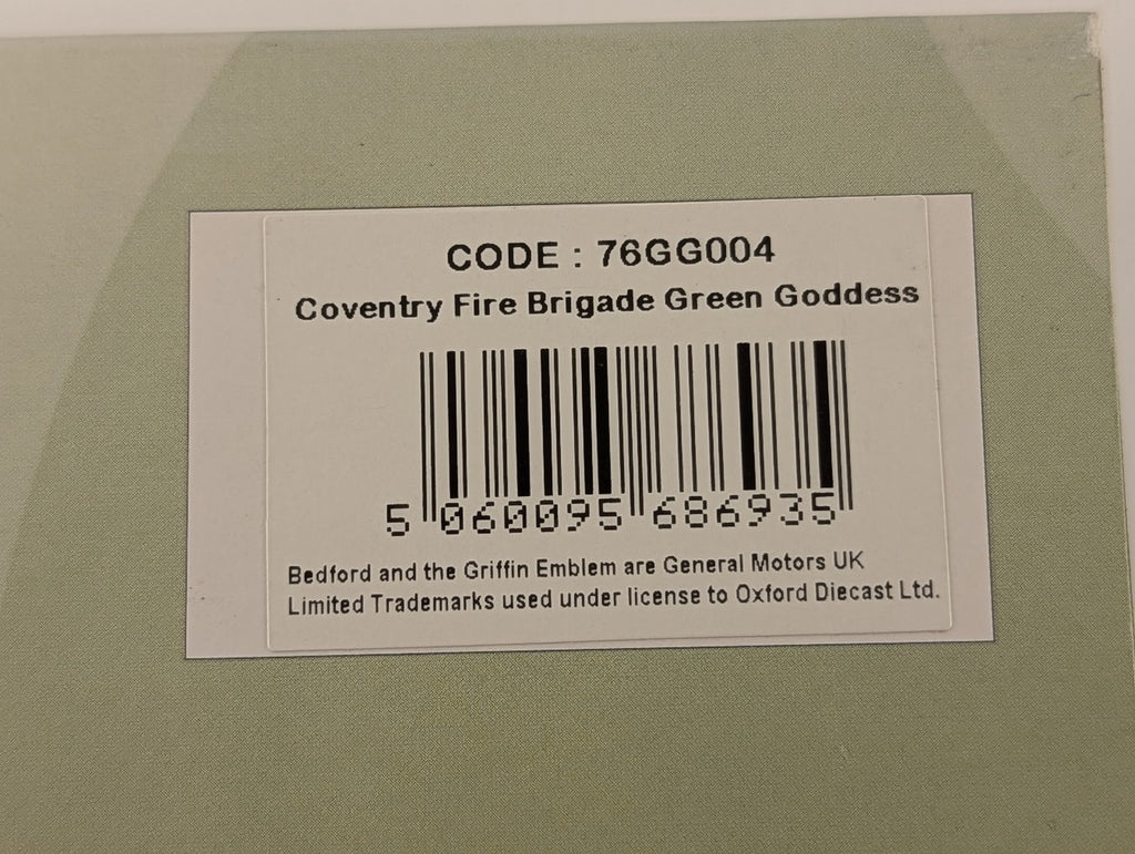 Oxford Diecast 1:76 Bedford Green Goddess Coventry Fire Brigade Diecast Vehicle