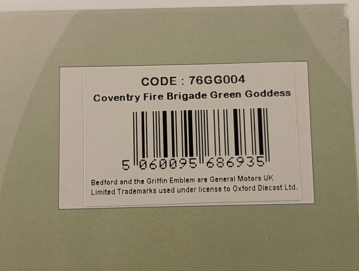 Oxford Diecast 1:76 Bedford Green Goddess Coventry Fire Brigade Diecast Vehicle