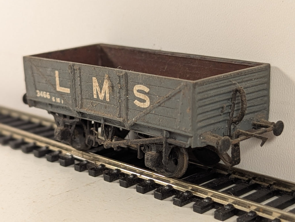 Kitbuilt OO Gauge 5 Plank Open Wagon Goods Wagon 3466 LMS Grey