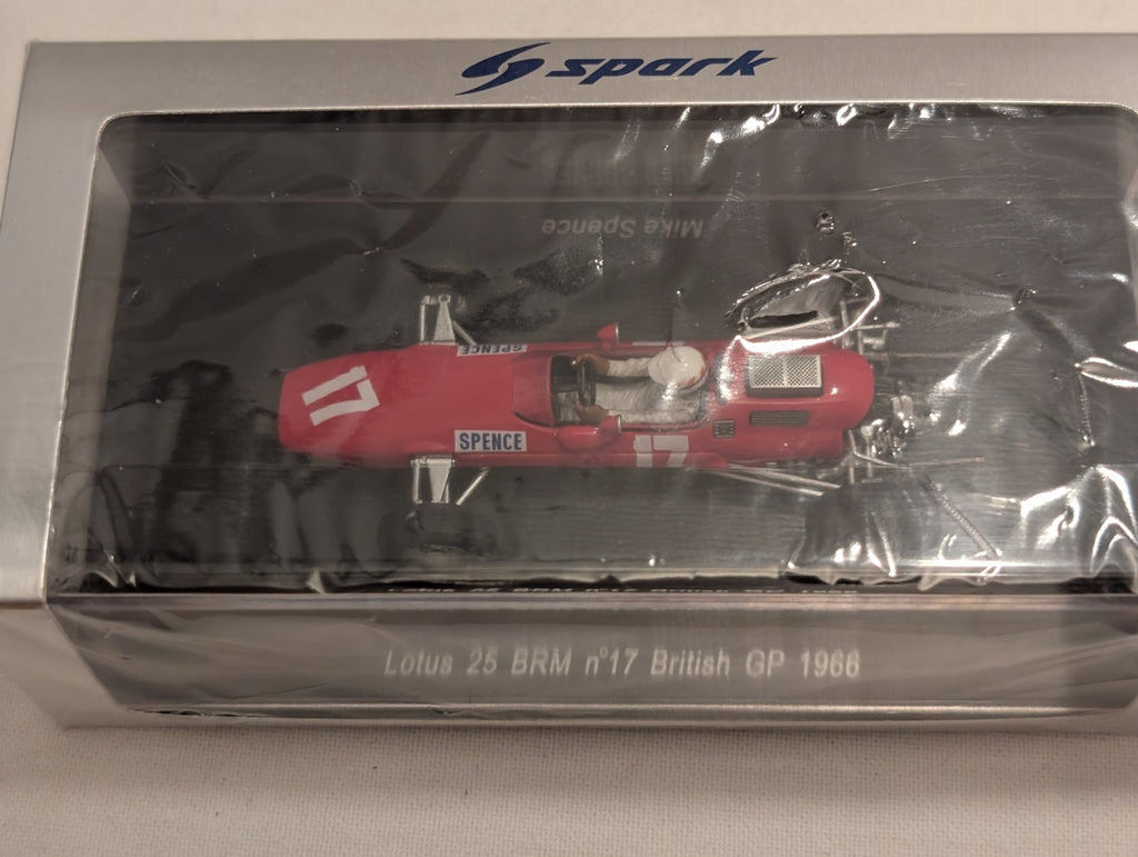 Spark 1:43 Lotus 25 BRM n°17 British GP 1966 Die-cast Model Car Red S1853