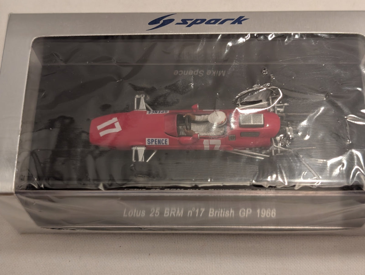 Spark 1:43 Lotus 25 BRM n°17 British GP 1966 Die-cast Model Car Red S1853