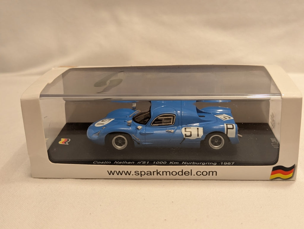 Spark 1:43 Costin Nathan n°51 1000 Km Nurburgring 1967 Die-cast Car Blue SG030