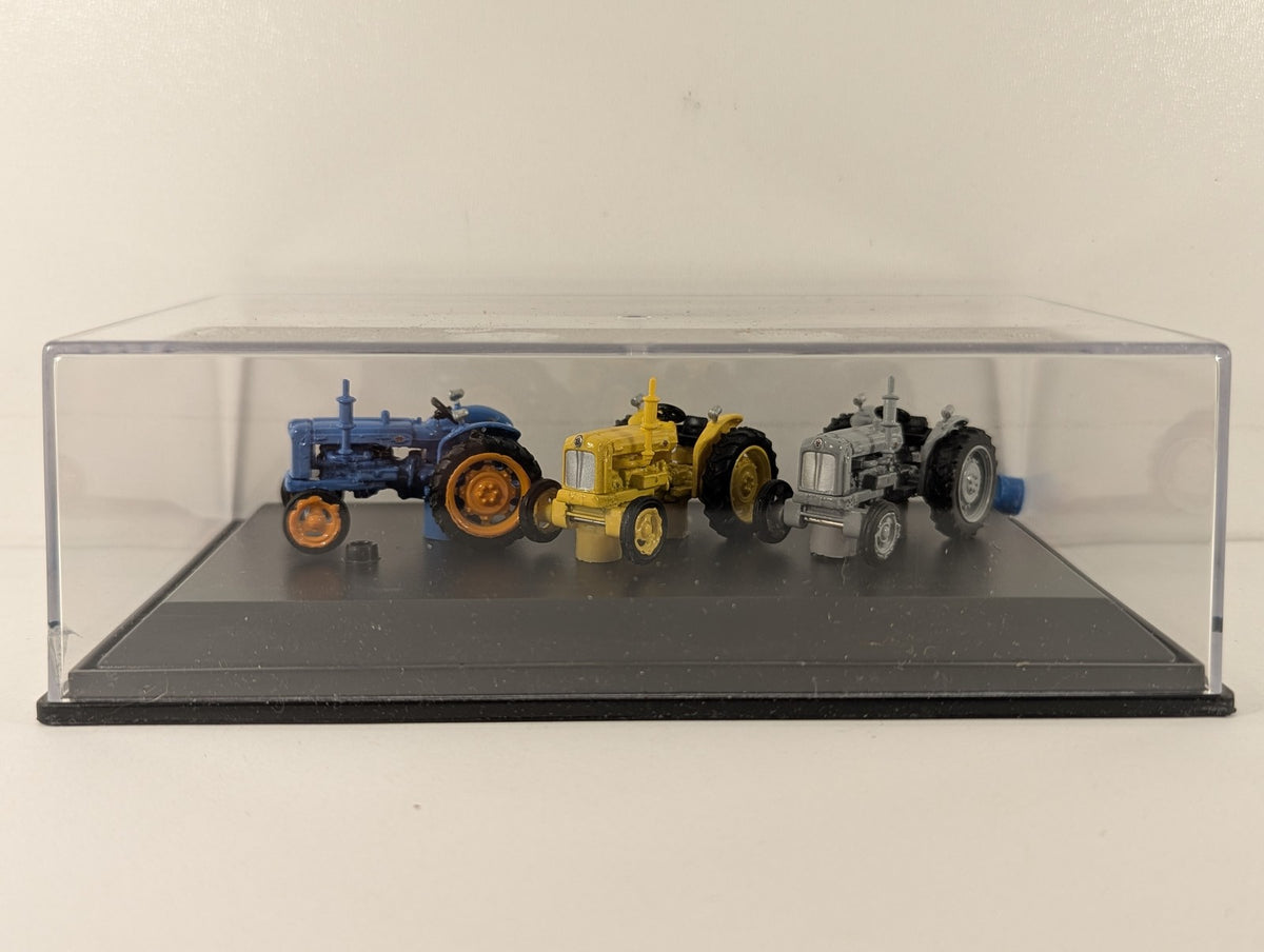 Oxford Diecast 1:76 Triple Tractor Set Blue Yellow Grey Die-cast Vehicles