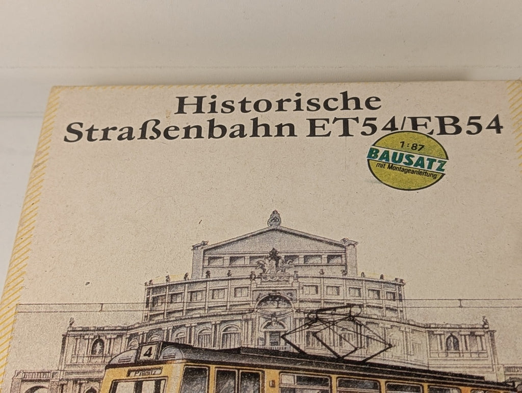 Prefo H0 Scale Historische Straßenbahn ET54/EB54 Tram Kit Dresden Yellow / Cream