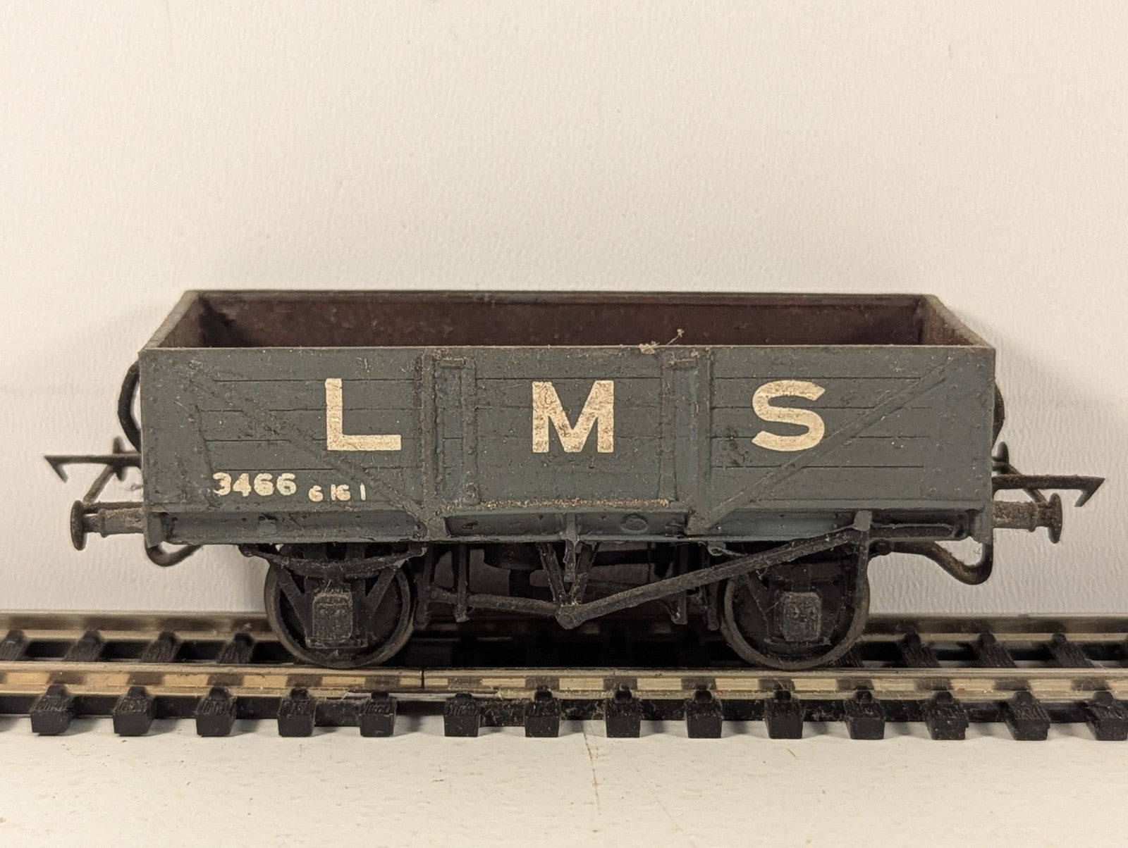 Kitbuilt OO Gauge 5 Plank Open Wagon Goods Wagon 3466 LMS Grey
