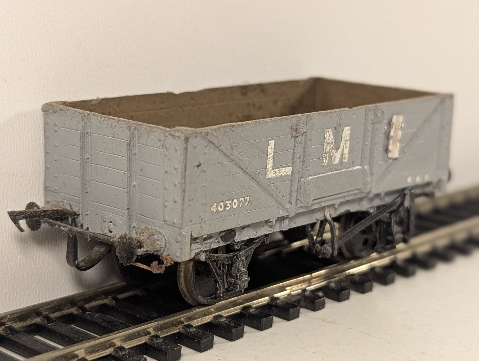 Kitbuilt OO Gauge LMS 5-Plank Open Wagon Goods Wagon 403077 LMS Grey