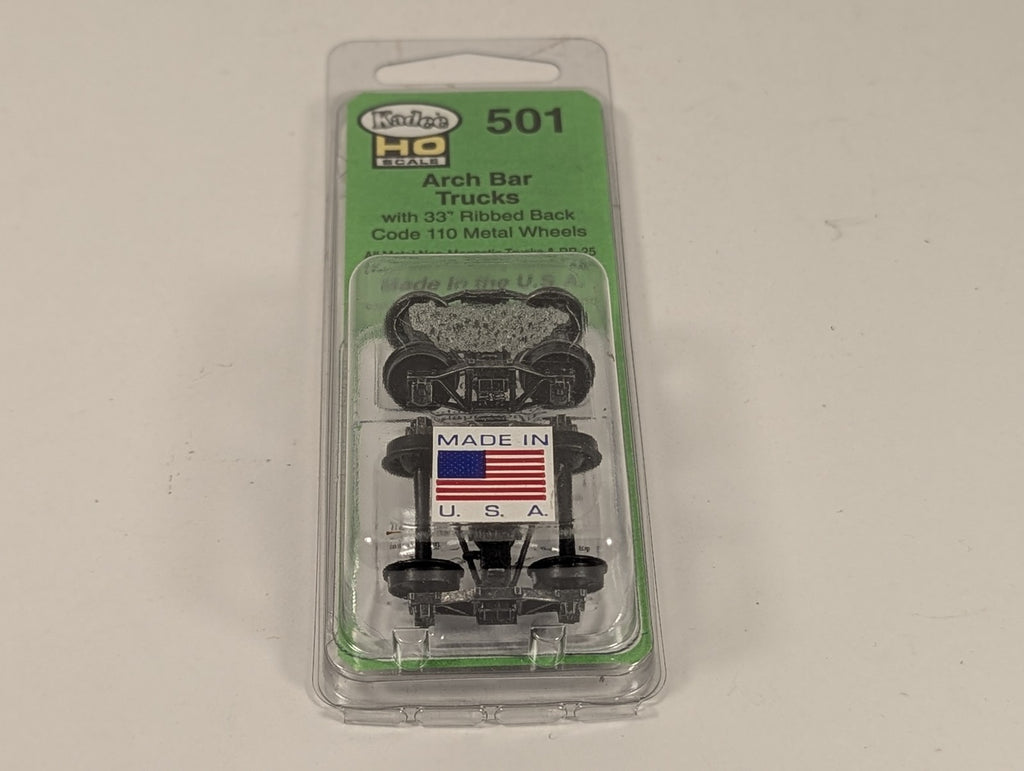 Kadee HO Scale Arch Bar Trucks with 33" Ribbed Back Code 110 Metal Wheels Bogeys