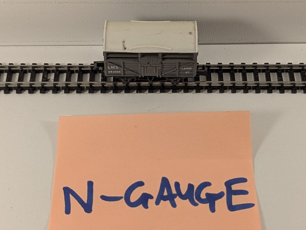Peco N Gauge LMS Large Cattle Wagon 294528 LMS Grey