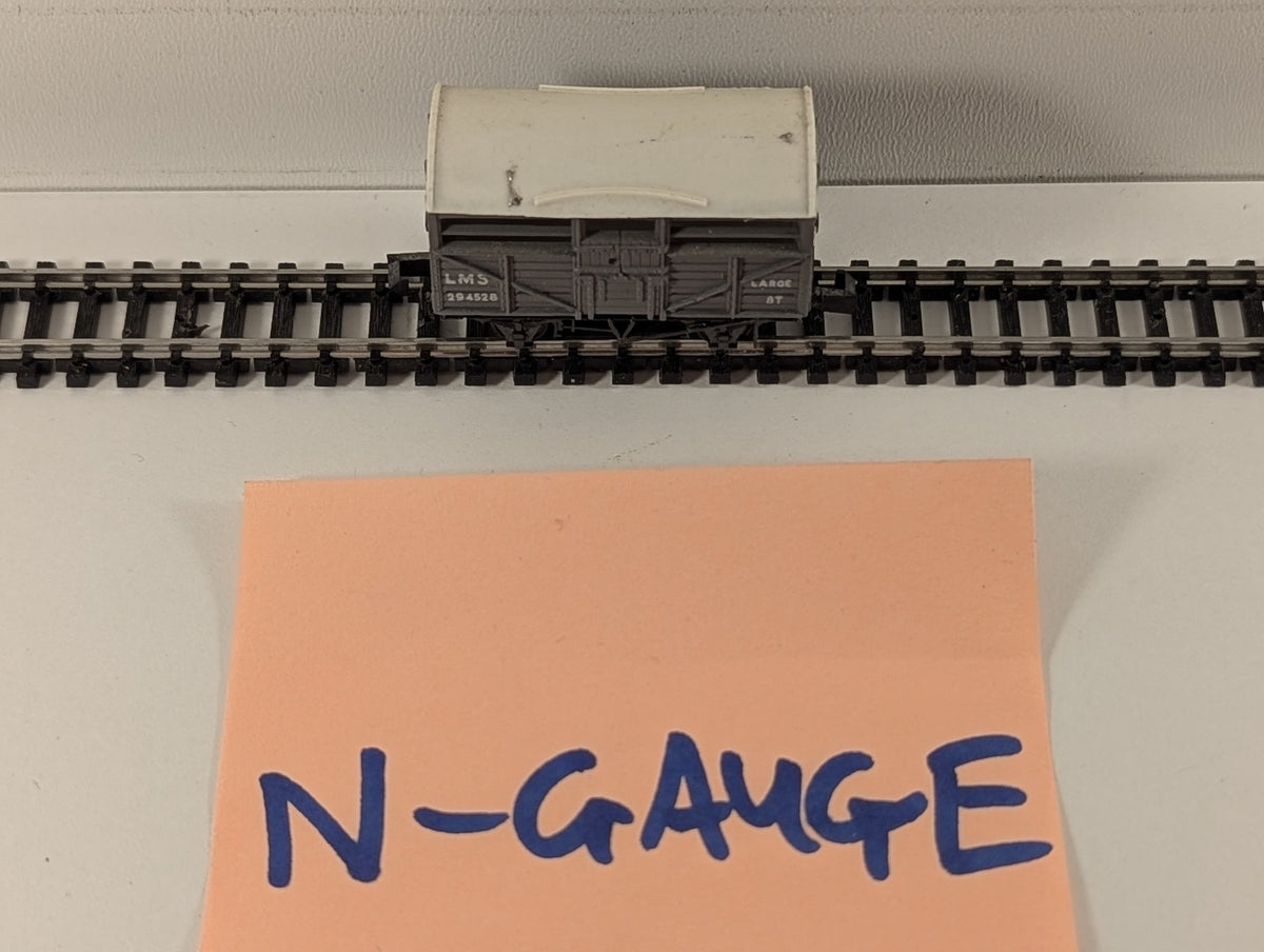 Peco N Gauge LMS Large Cattle Wagon 294528 LMS Grey