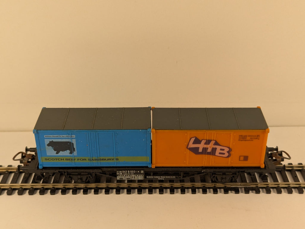 Lima 2852 HO Gauge 4-Wheel Container Flat Wagon