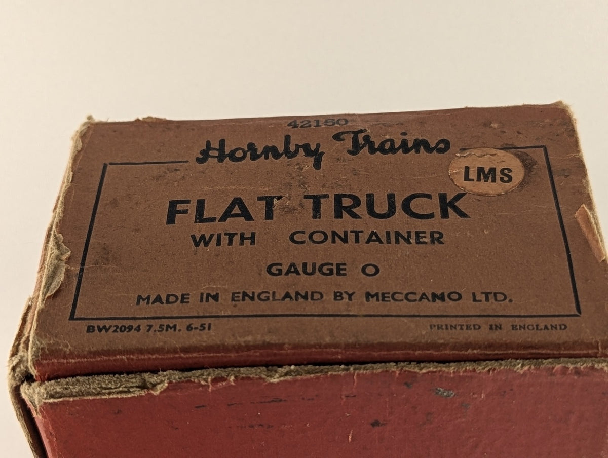Hornby O Gauge Flat Truck with Container Goods Wagon 219493 LMS 42150