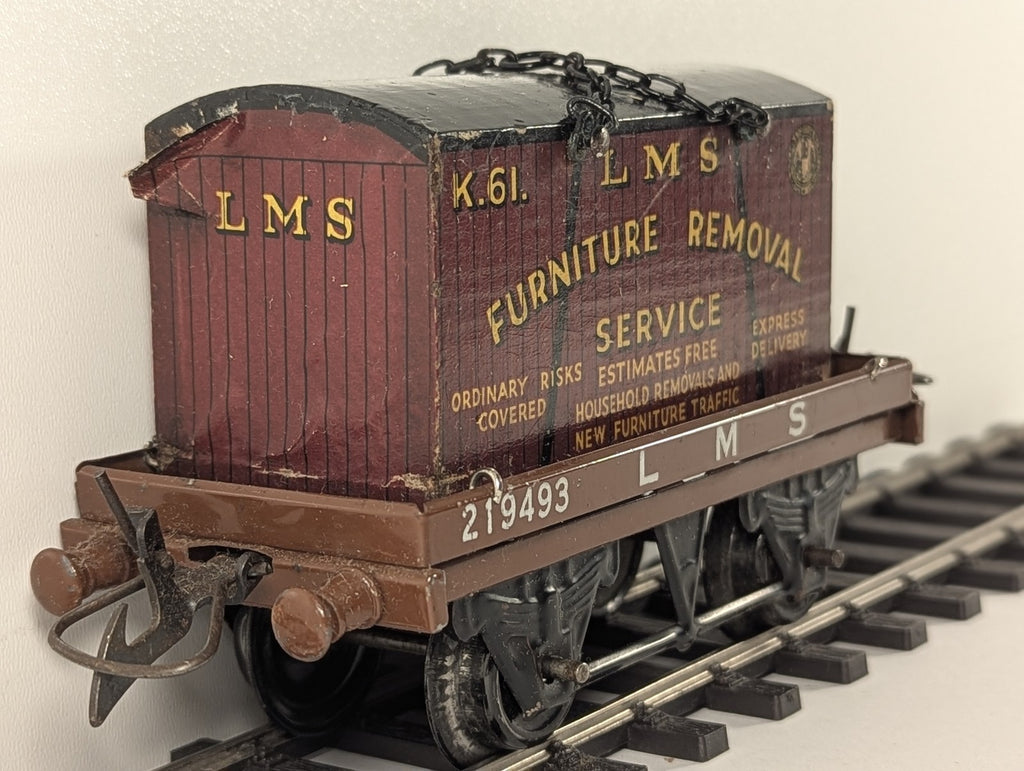 Hornby O Gauge Flat Truck with Container Goods Wagon 219493 LMS 42150