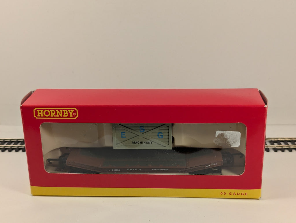 Hornby OO Gauge BR Lowmac EP with Crate Load 'ESG Machinery'