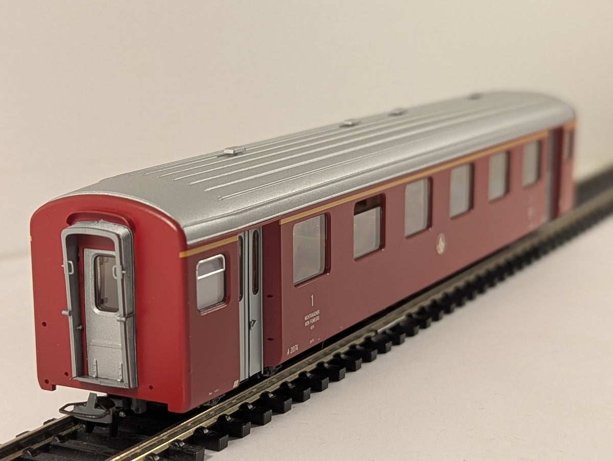 Bemo H0m BVZ EW I First Class Passenger Coach A 2074 BVZ red 3276 504