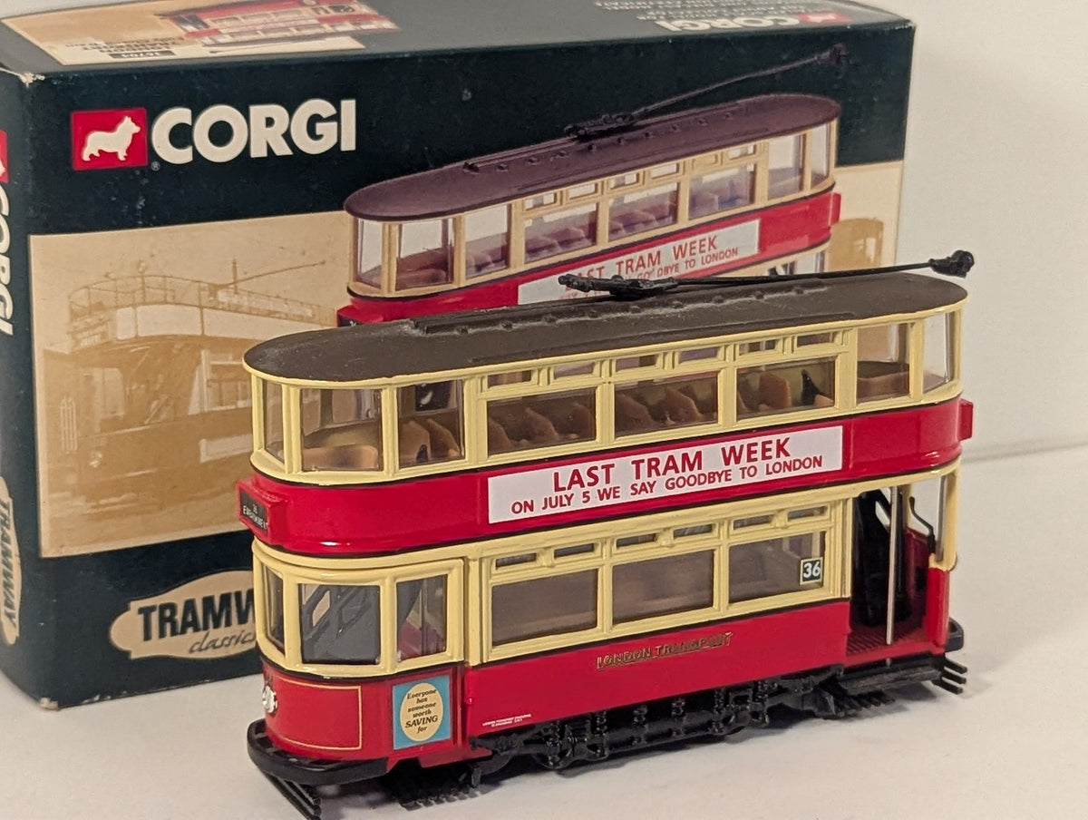 Corgi 1:64 London Transport Fully Closed Tram - Last Tram Week Die-cast Tram 284