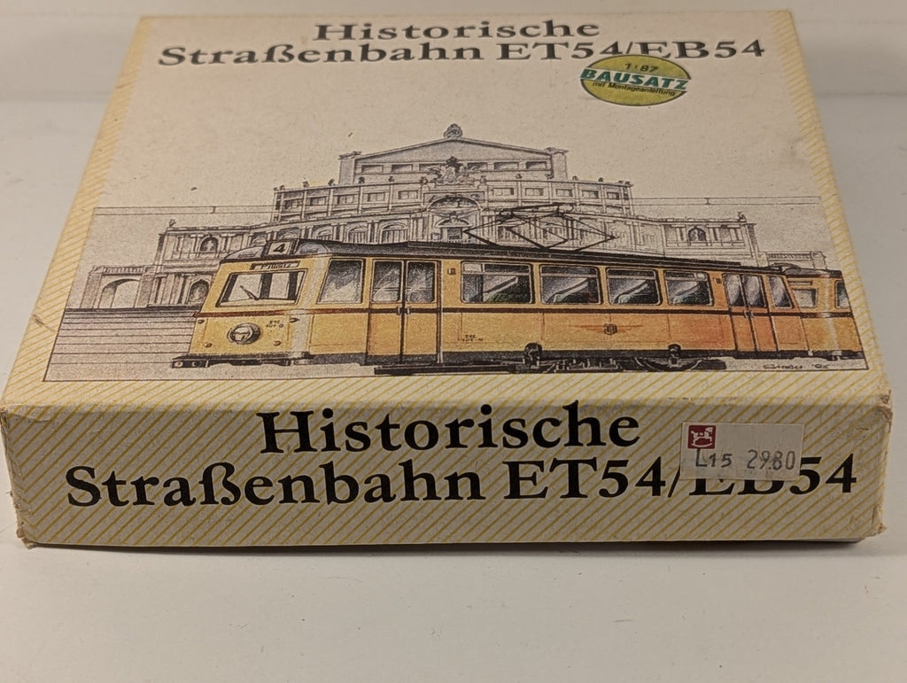 Prefo H0 Scale Historische Straßenbahn ET54/EB54 Tram Kit Dresden Yellow / Cream