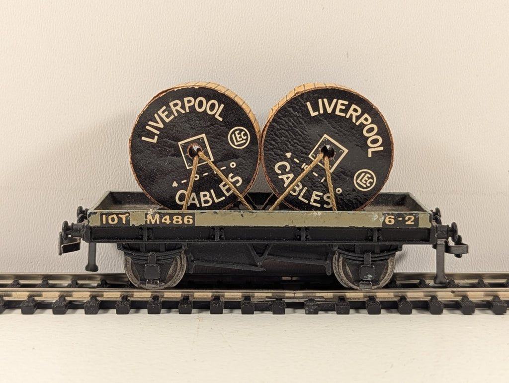 Hornby Dublo 32086 OO Gauge Grey D1 Low-Sided Wagon with Cable Drums - Boxed