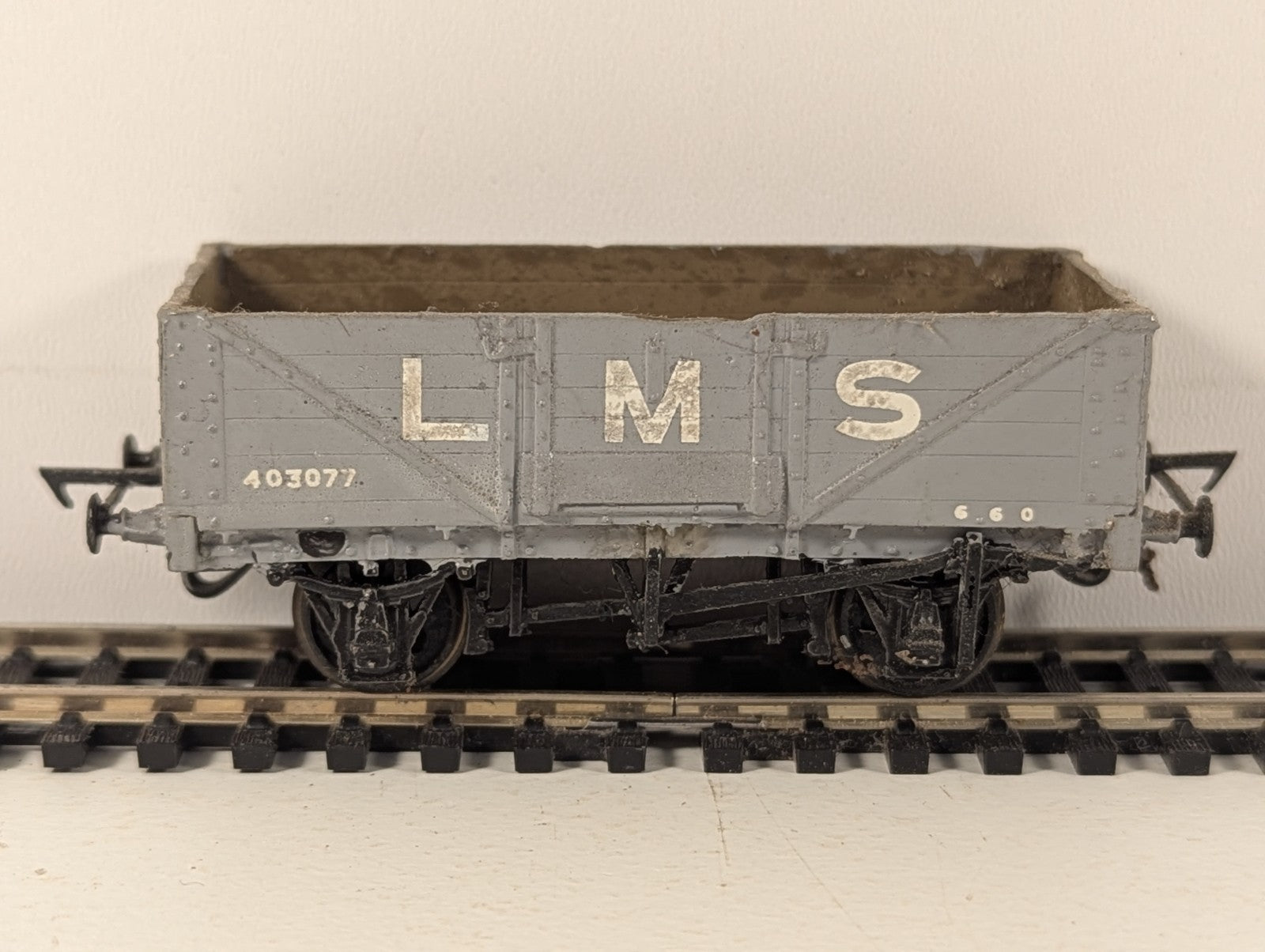 Kitbuilt OO Gauge LMS 5-Plank Open Wagon Goods Wagon 403077 LMS Grey