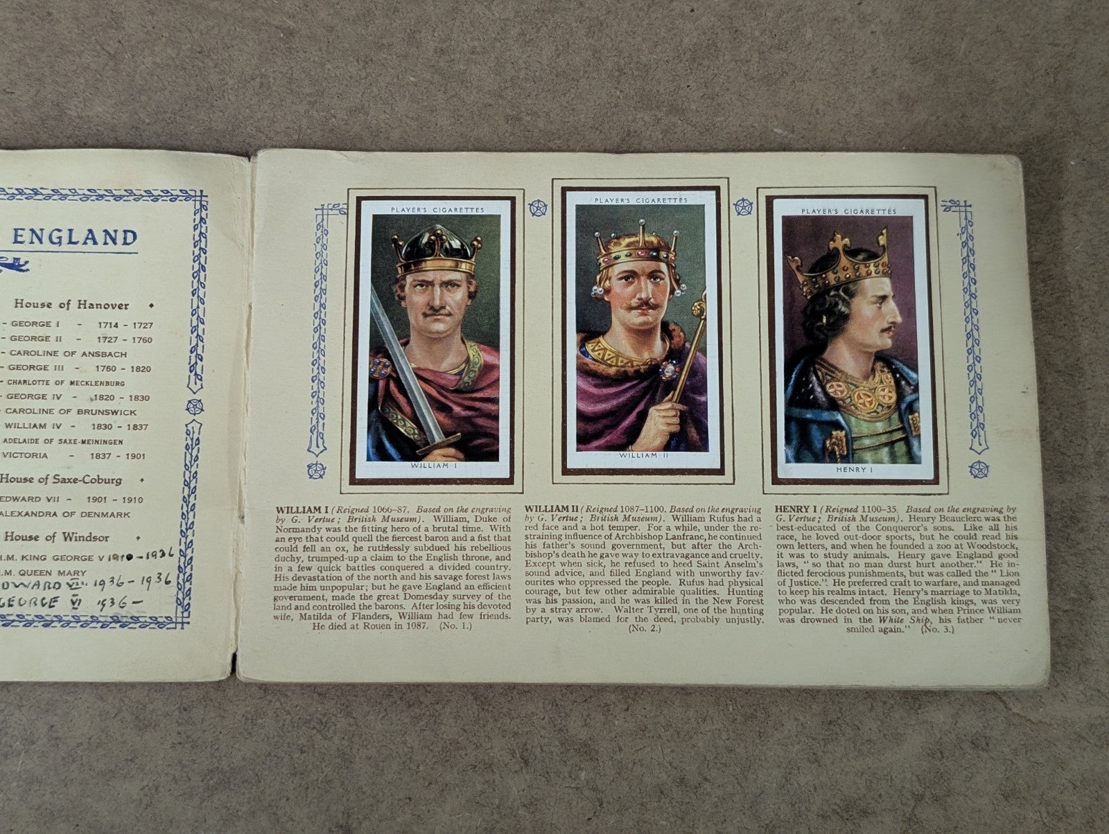 The Kings And Queens Of England 1066-1935 -John Player & Sons Cigarette Cards