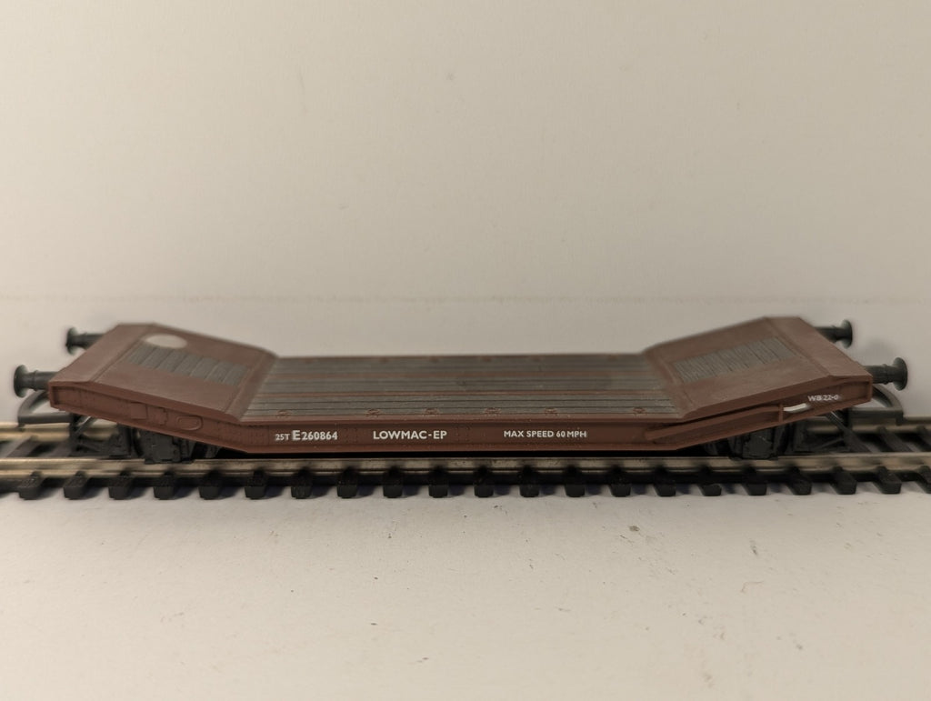 Hornby OO Gauge Lowmac-EP Flat Wagon Goods Wagon E260864 BR Bauxite R233
