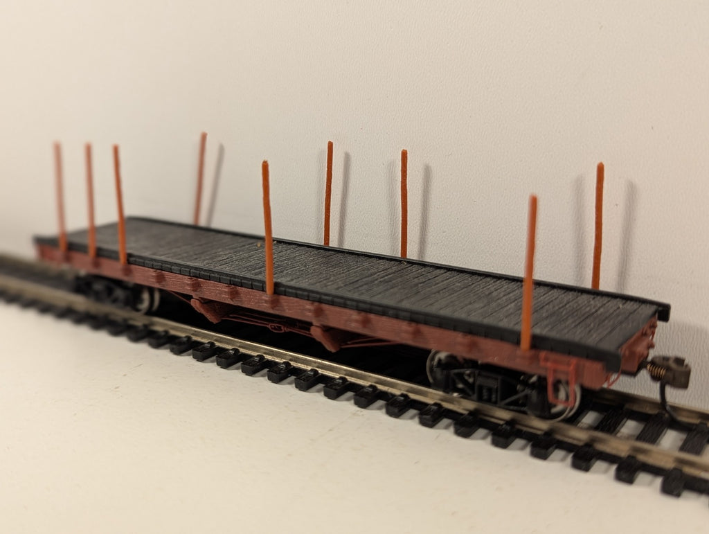 Bachmann HO Gauge Red Flatbed Log Wagon missing skeletal pillars
