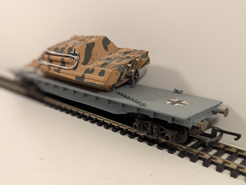 Custom HO Gauge German WW2 Schwerlastwagen with Tank Load
