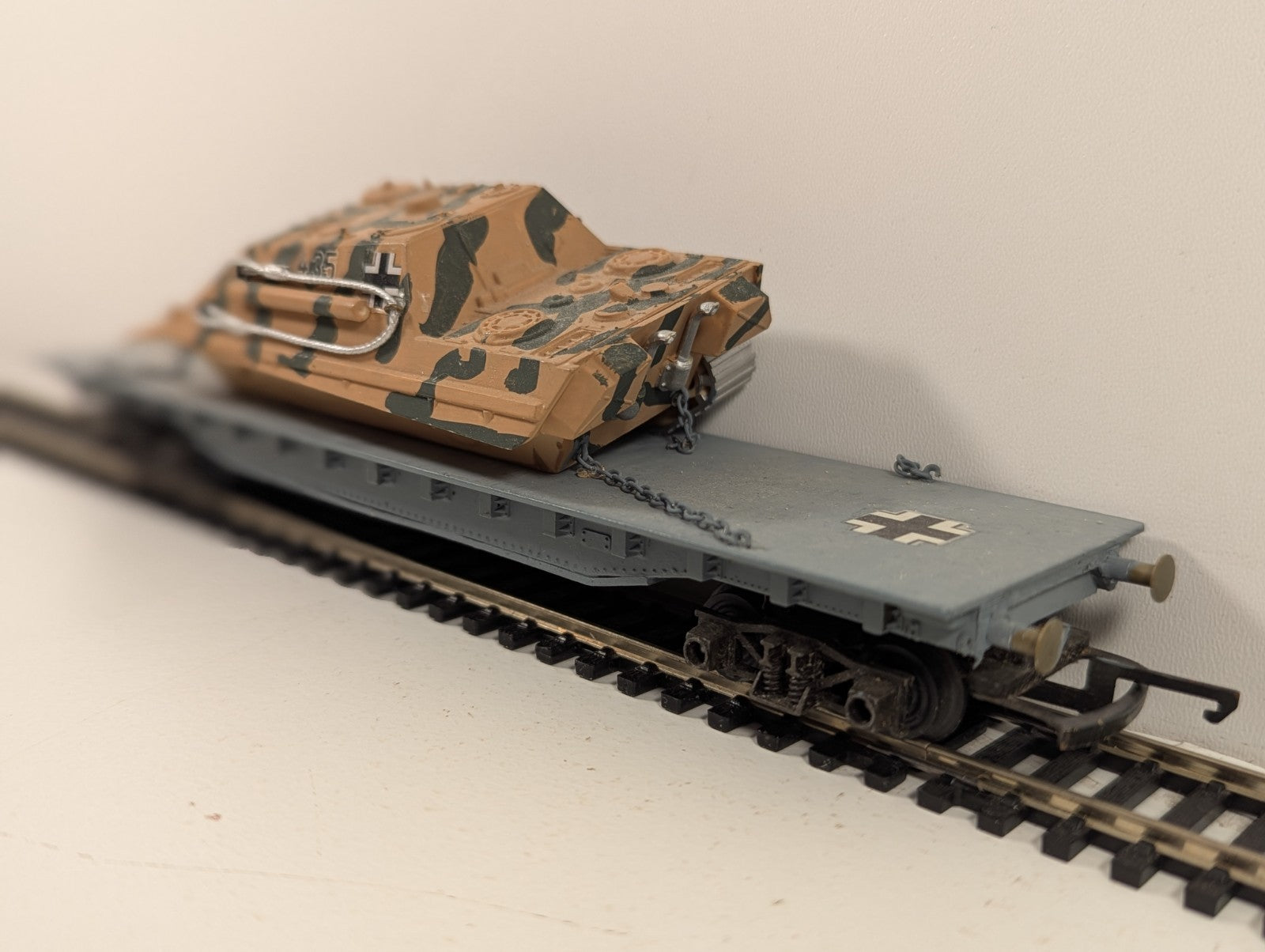 Custom HO Gauge German WW2 Schwerlastwagen with Tank Load