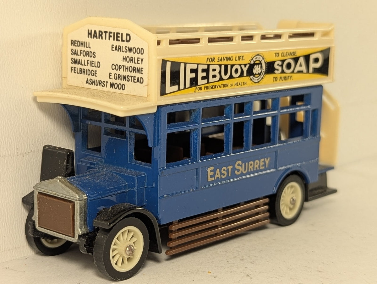 Matchbox 1922 AEC Omnibus Die-cast Model Vehicle East Surrey - Lifebuoy Soap
