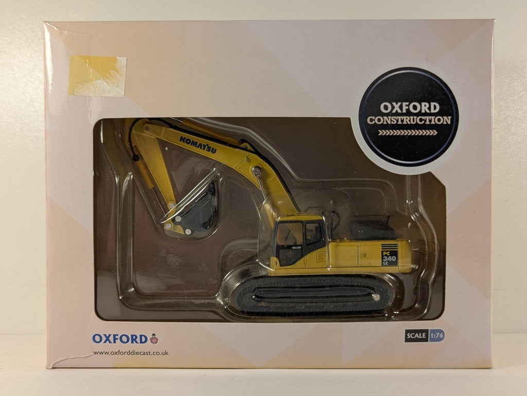 Oxford Diecast 1:76 Komatsu PC340LC Excavator Diecast Excavator Komatsu Yellow