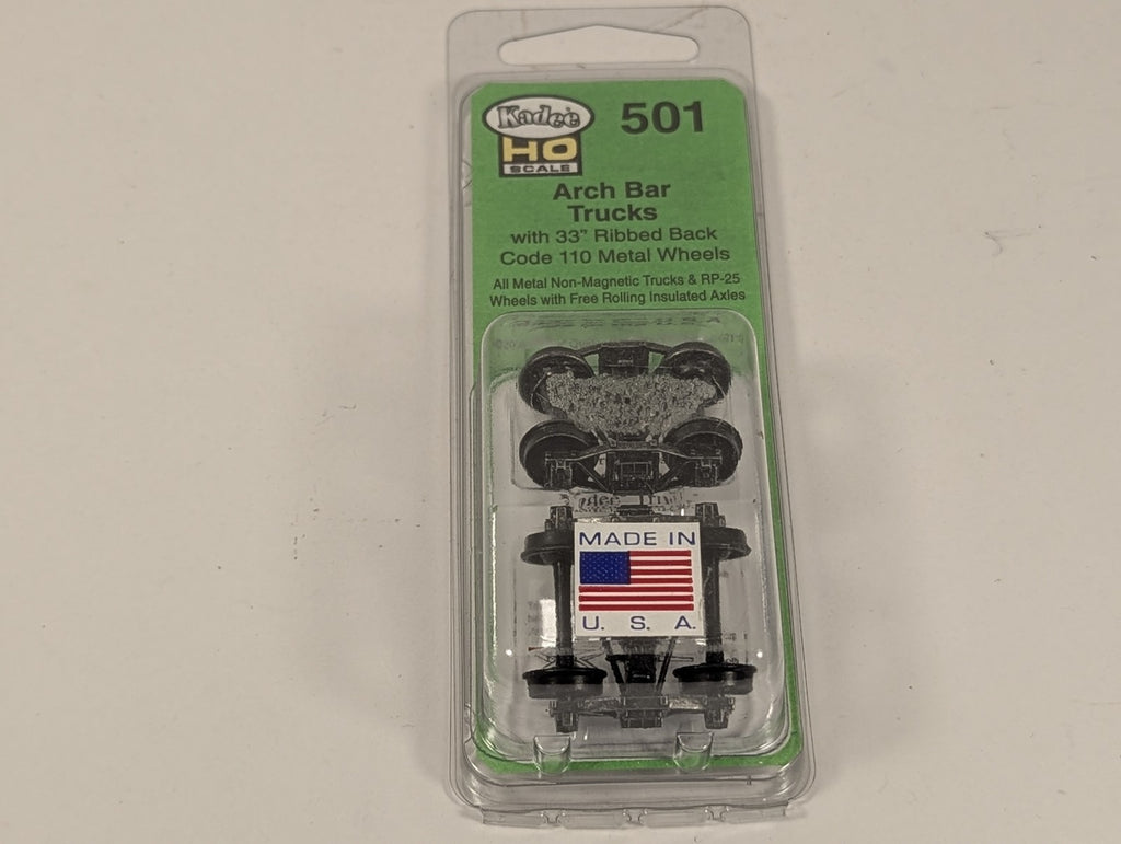 Kadee HO Scale Arch Bar Trucks with 33" Ribbed Back Code 110 Metal Wheels Bogeys