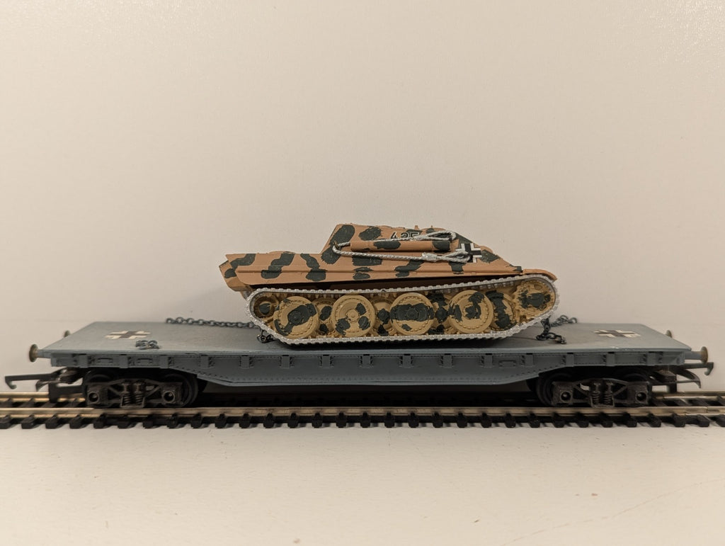 Custom HO Gauge German WW2 Schwerlastwagen with Tank Load