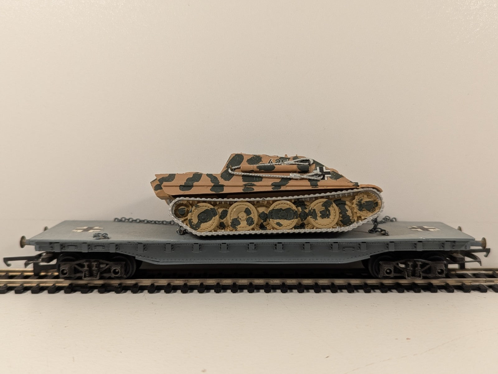 Custom HO Gauge German WW2 Schwerlastwagen with Tank Load