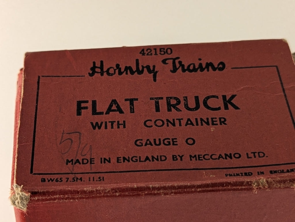 Hornby O Gauge Flat Truck with Container Goods Wagon 219493 LMS 42150